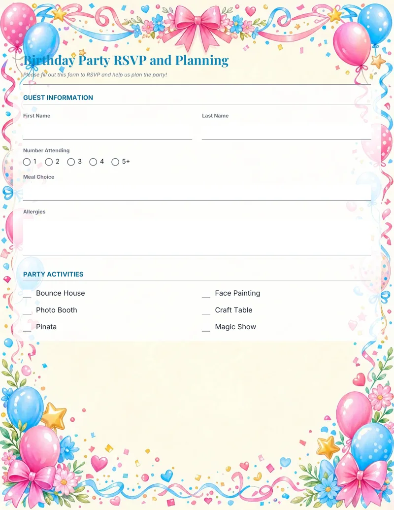 An AI-generated fillable form with a designed background