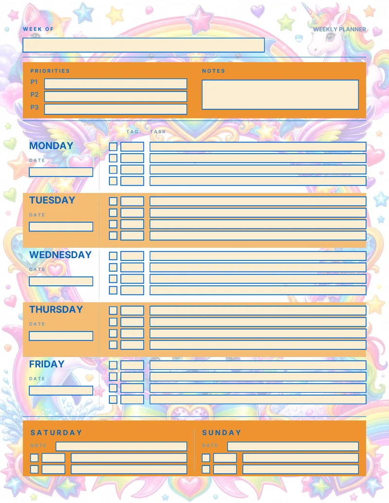A template restyled with a colorful theme pack