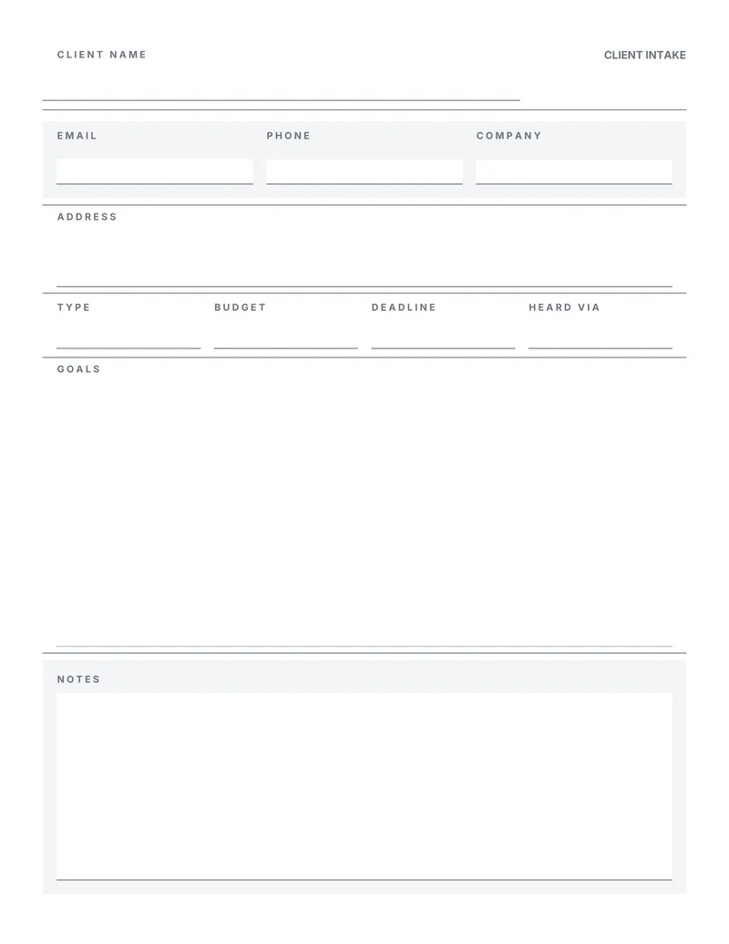 A clean grayscale form page