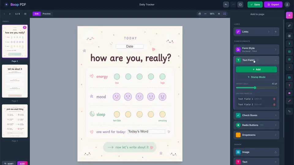 Tangent editor: drawing clickable links on a PDF page